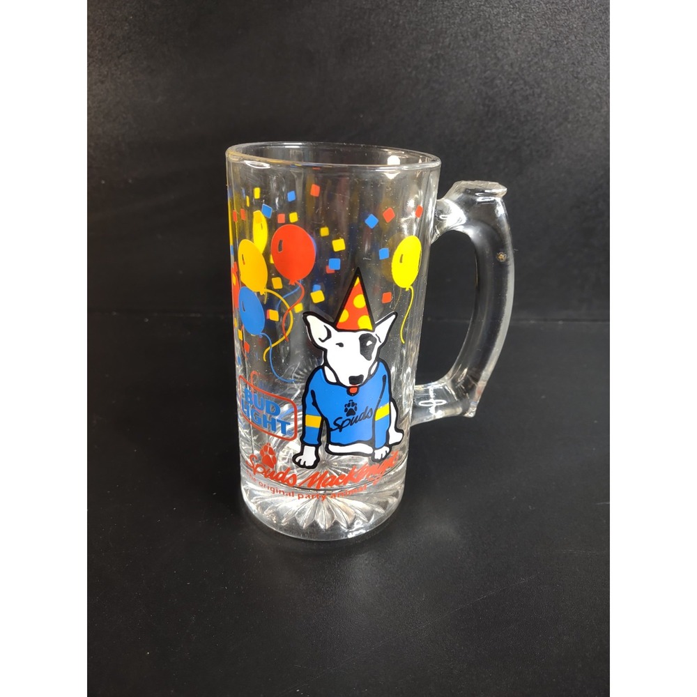 LARGE 5.5"Vintage Spuds MacKenzie Bud Light Glass Mug 1987 Original Party Animal